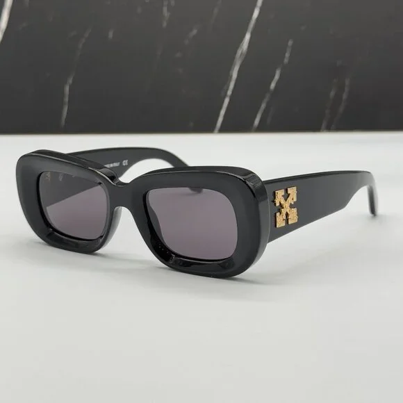 NEW OFF-WHITE CARRARA 007 BLACK OVAL UNISEX SUNGLASSES OFF-WHITE CARRARA - Picture 2 of 13